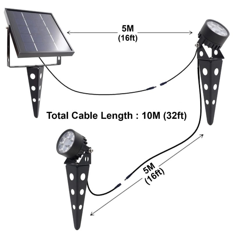 Kit de 2 projecteurs LED, énergie solaire, étanche, 6W – Image 2