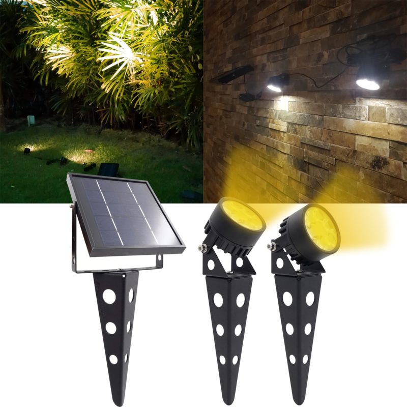 Kit de 2 projecteurs LED, énergie solaire, étanche, 6W – Image 1
