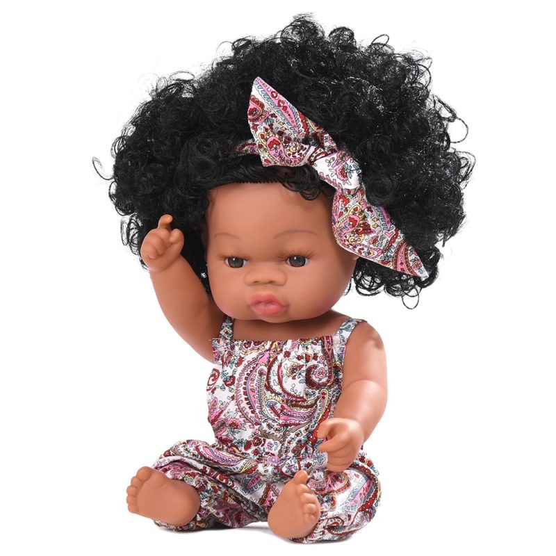 Poupée de bain en silicone et vinyle, Bébé africain, 35 cm