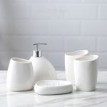 Ensemble d’accessoires de salle de bains en céramique blanc, 6 pièces – Image 4