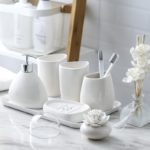 Ensemble d’accessoires de salle de bains en céramique blanc, 6 pièces – Image 5
