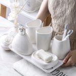 Ensemble d’accessoires de salle de bains en céramique blanc, 6 pièces – Image 2