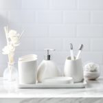 Ensemble d’accessoires de salle de bains en céramique blanc, 6 pièces – Image 3