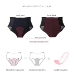 Lot de 5 culottes menstruelles discrètes, 4 couches absorbantes, flux léger à abondant, grande taille – Image 7