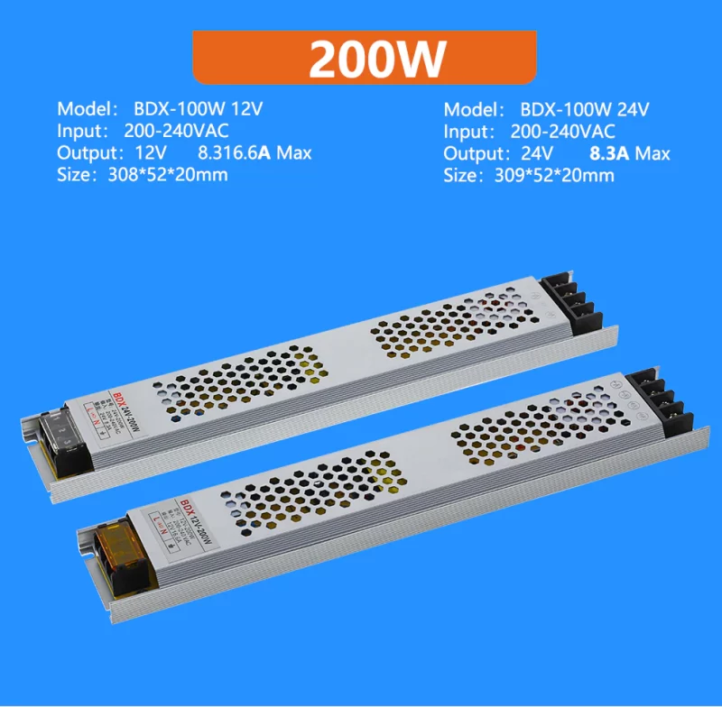 Transformateur d'éclairage ultra mince, driver LED, DC 12V, 24V, 60 à 400W, CE, ROHS – Image 8