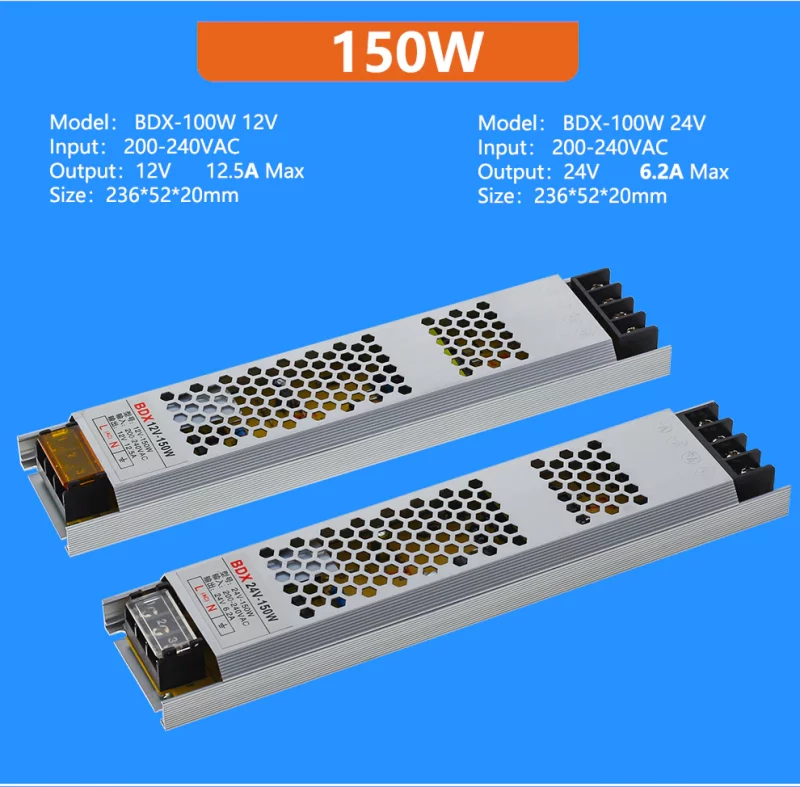 Transformateur d'éclairage ultra mince, driver LED, DC 12V, 24V, 60 à 400W, CE, ROHS – Image 7