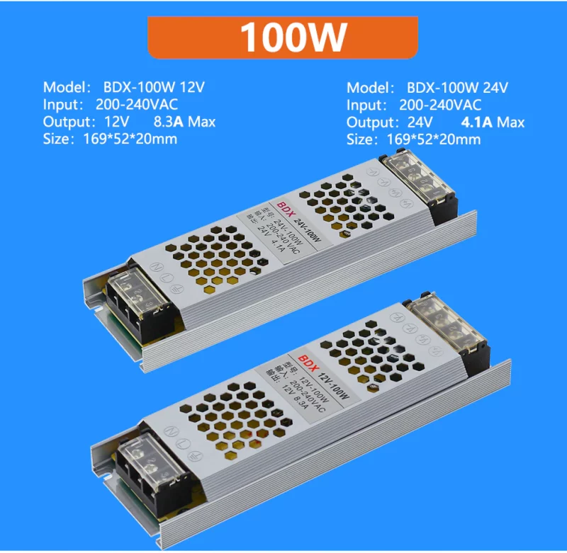 Transformateur d'éclairage ultra mince, driver LED, DC 12V, 24V, 60 à 400W, CE, ROHS – Image 6