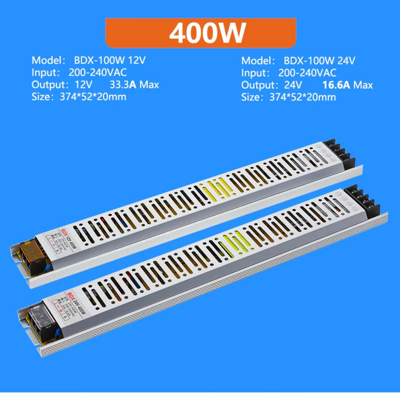 Transformateur d'éclairage ultra mince, driver LED, DC 12V, 24V, 60 à 400W, CE, ROHS – Image 10