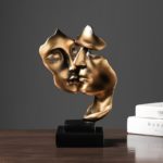 Sculpture en résine, double masque, le silence est doré, décoration – Image 5