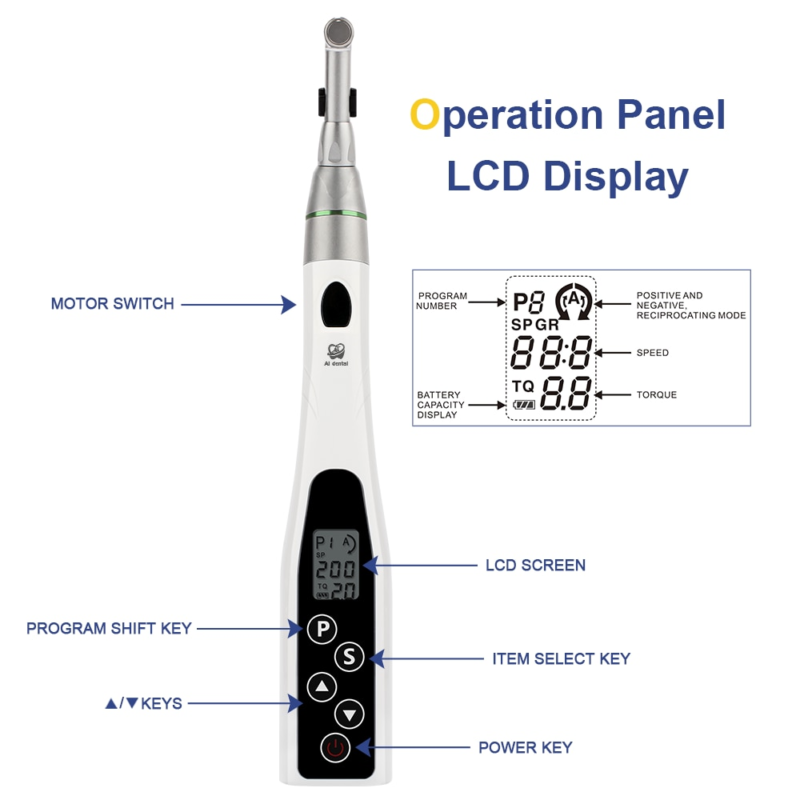118149-zffslc.png Moteur endo dentaire à LED sans fil AI-Endo-TC2, 16:1, réduction du traitement du canal radiculaire – Image 3