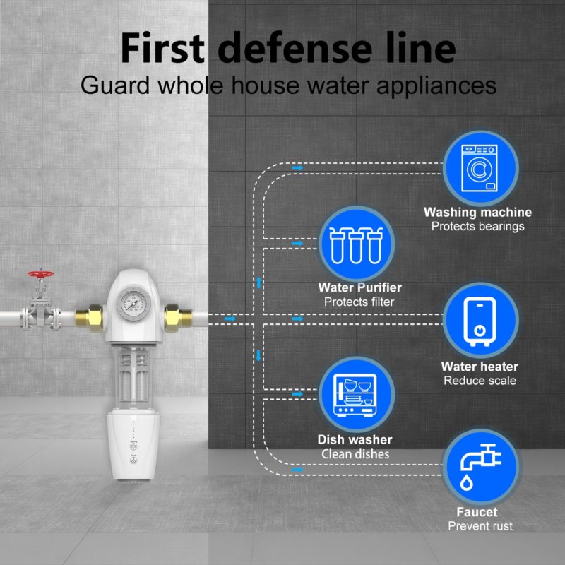 Système de purification d'eau, rinçage automatique, préfiltre à sédiments, 40 microns – Image 6