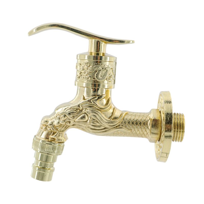 Robinet mural de jardin, sculpté antique, Bronze, Or – Image 4