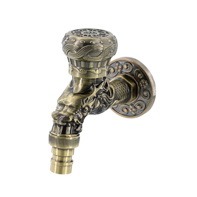 Robinet mural de jardin, sculpté antique, Bronze, Or – Image 1