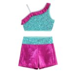 Costume de danse à paillettes pour fille, danse de Ballet, spectacle sur scène – Image 2