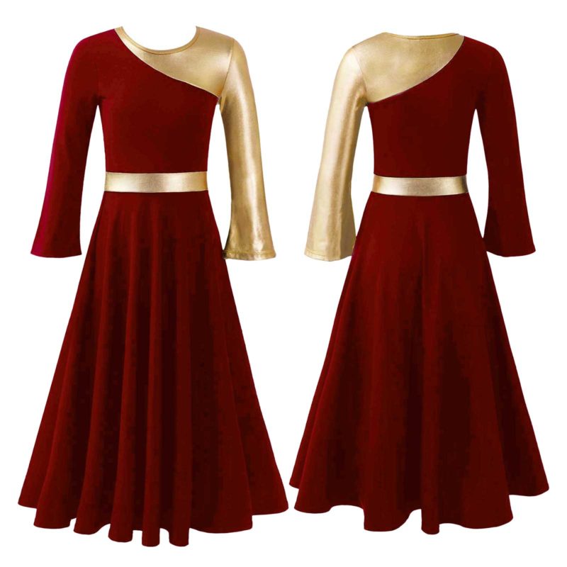 Robe de danse de ballet pour fille, manches longues, ample pleine longueur et décontractée – Image 5