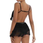 Justaucorps à franges et strass pour femme, vêtements de danse latine, dos nu, Body – Image 2