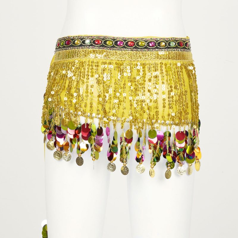Écharpe de hanche pour danse du ventre, jupe à paillettes brillantes et chaîne à la taille – Image 5