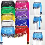 Écharpe de hanche pour danse du ventre, jupe à paillettes brillantes et chaîne à la taille – Image 2