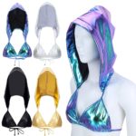 Soutien-gorge à capuche pour femme, brillant, métallique, décolleté en V profond, dos nu – Image 2