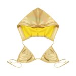 Soutien-gorge à capuche pour femme, brillant, métallique, décolleté en V profond, dos nu – Image 5