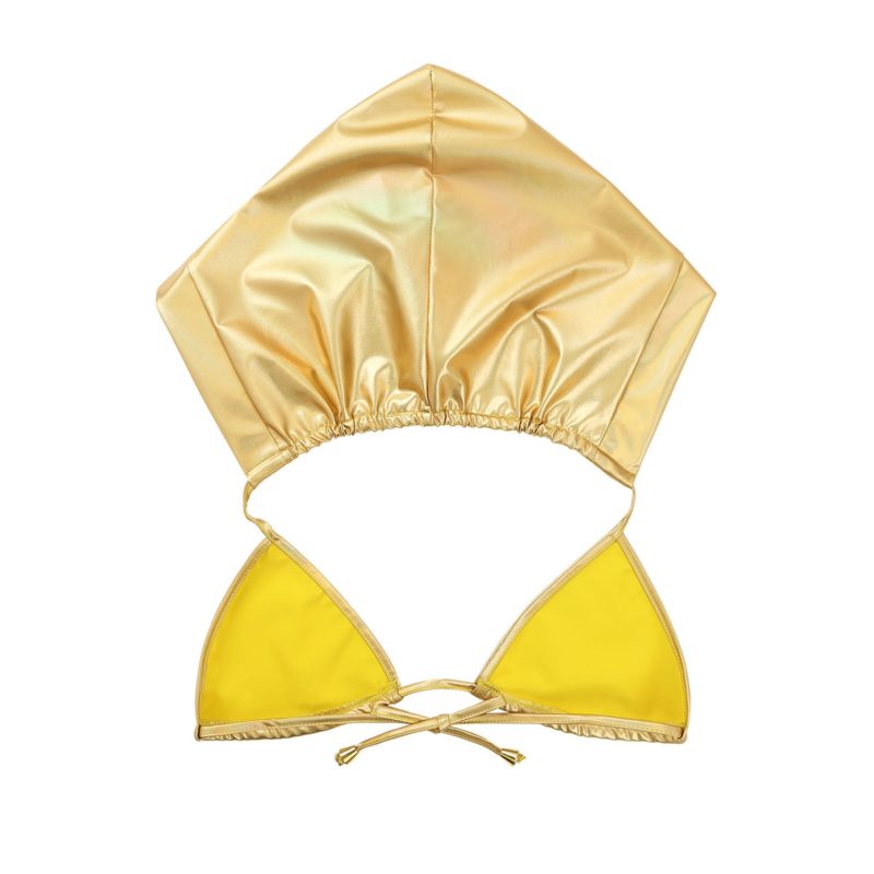 Soutien-gorge à capuche pour femme, brillant, métallique, décolleté en V profond, dos nu – Image 6