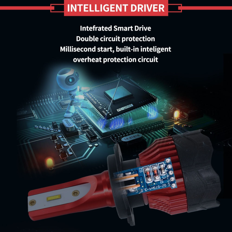 Lot de 2 ampoules LED, H8, H9, H1, H11, H3, H7, H27/881, H27/880, 9004, 9007, 9005/HB3, H4, 9006/HB4, H13 – Image 4