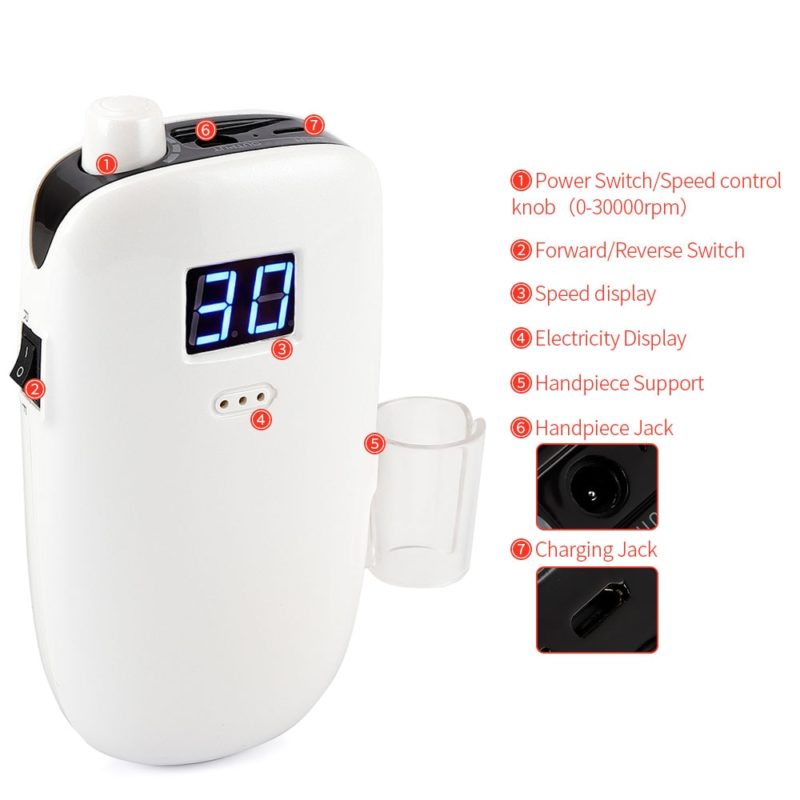 Ponceuse à ongles professionnelle 36W, 30'000 tr/min, portable, charge sans fil, manucure et pédicure – Image 8