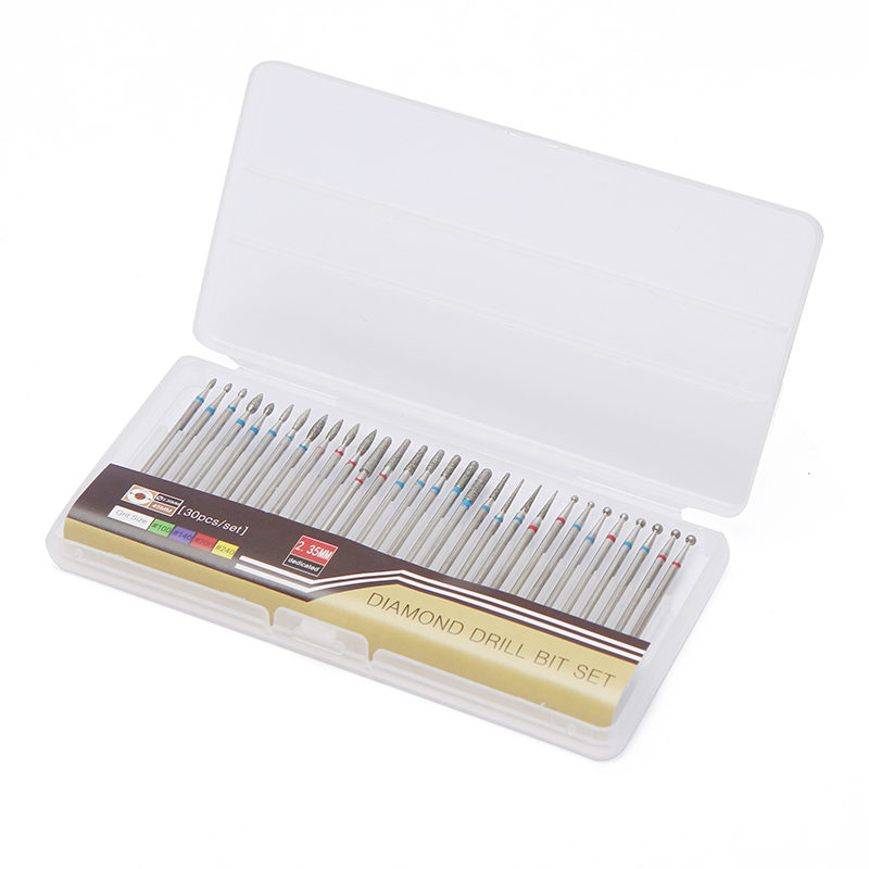 Mèches de diamant pour ponceuse à ongles professionnelle, lime à cuticules, 30 pièces