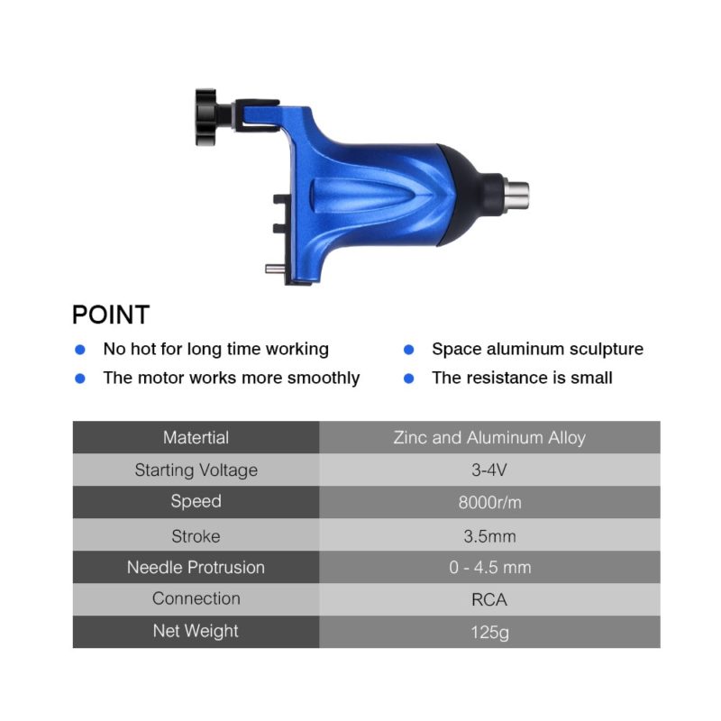 Machine à tatouer professionnelle, rotative, de haute qualité, avec cordon RCA, 8000r/m – Image 4