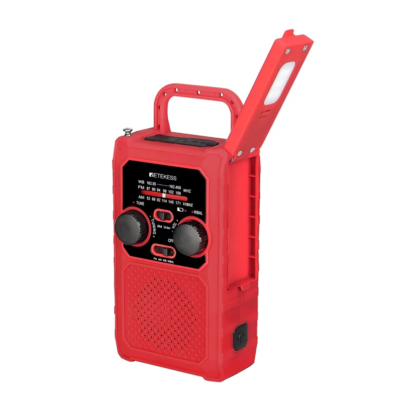 Radio portable d'urgence FM, AM, NOAA, SOS à LED, éclairage à manivelle, pour camping – Image 12