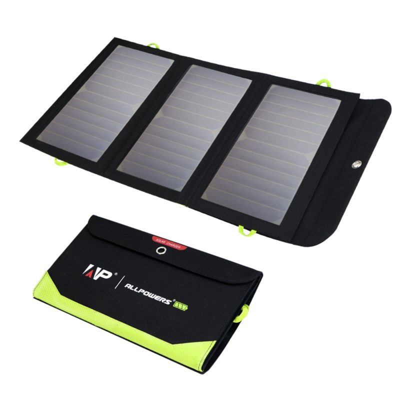 Panneau solaire 5V, 21W, avec batterie intégrée 10000mAh, chargeur solaire portable et étanche – Image 1