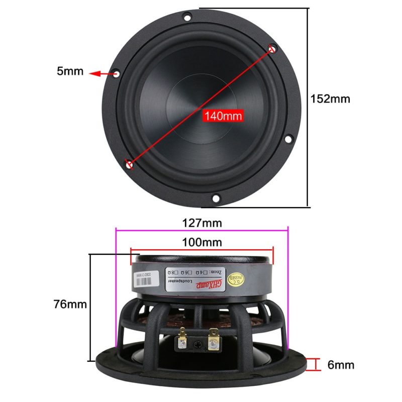 122632-ia5nzg.jpg Haut-parleur de basse 60W, 5.25 pouces, unité de caisson de basses, 55Hz-3.2KHz, 4 ohm – Image 6