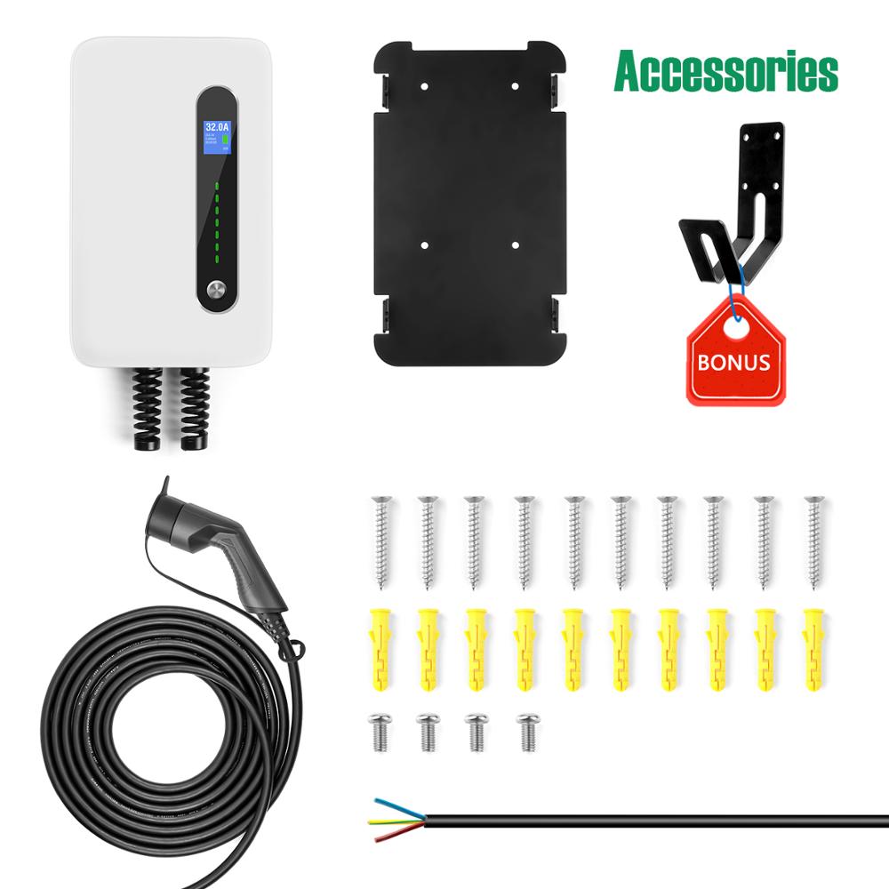 Chargeur EV réglable 32a, prise J1772, câble de chargement EVSE Type 1 EV,  boîtier de chargement