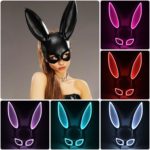 Masque LED de lapin, déguisement, néon lumineux