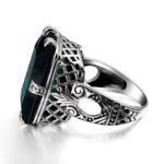 Bague en Argent Sterling 925 avec pierre émeraude verte, Vintage – Image 5