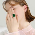 Bague en Argent Sterling 925 avec pierre émeraude verte, Vintage – Image 2