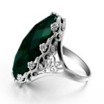 Bague en Argent Sterling 925 avec pierre émeraude verte, ovale, vintage – Image 5