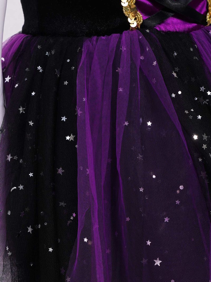 Costume de sorcière pour fille, robe tutu en maille scintillante avec chapeau pointu – Image 5
