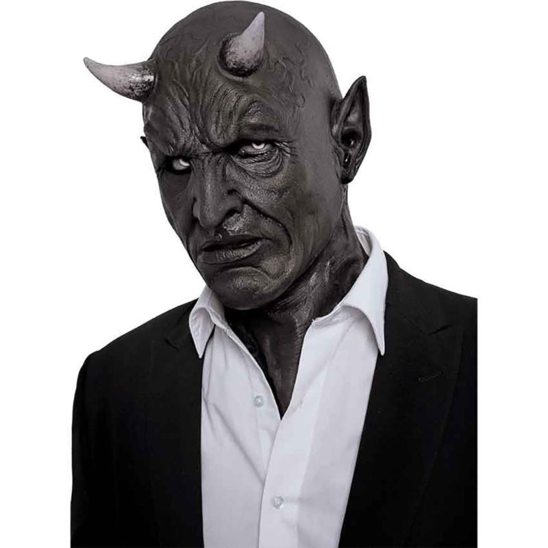 Masque de Démon avec cornes, en latex, Halloween – Image 1