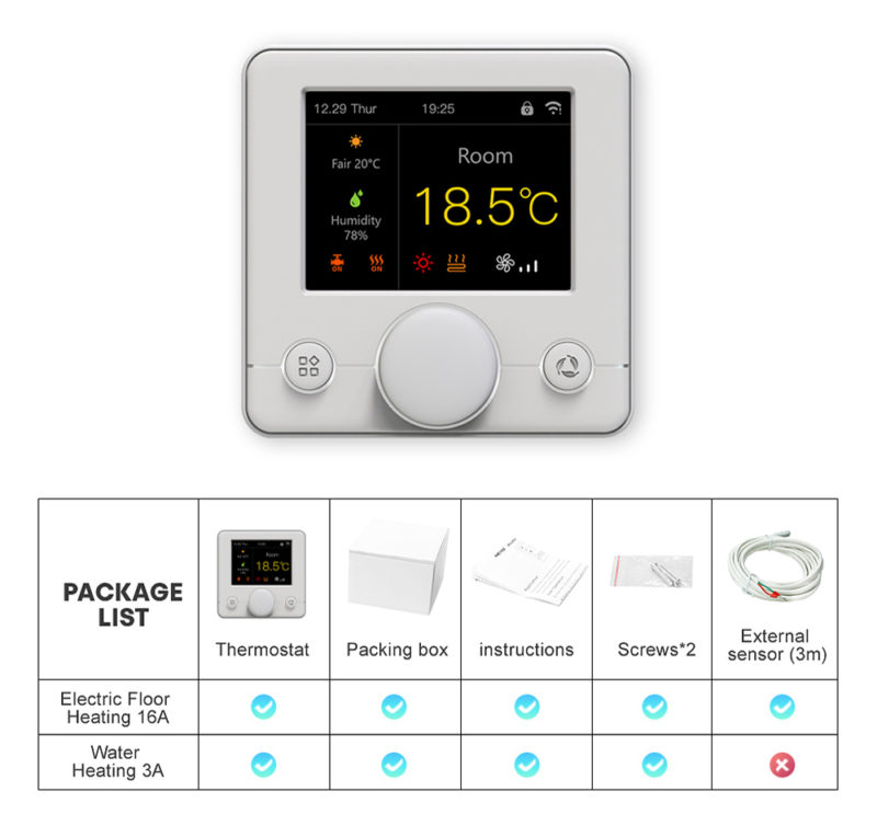 163187155166779200827 Thermostat intelligent pour chauffage au sol TCR7, Wifi, Alexa, Tuya, Google, standard UE – Image 7