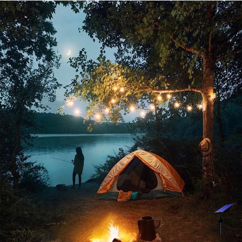 Kit de guirlande solaire Edison, 12 ampoules LED, étanche, éclairage décoratif, blanc chaud – Image 2