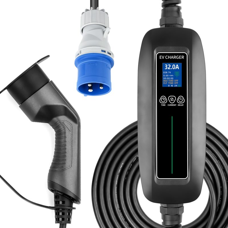 Borne de charge pour voiture électrique EV, câble type 2, 7kw, minuterie réglable, IEC 62196 EVSE – Image 1