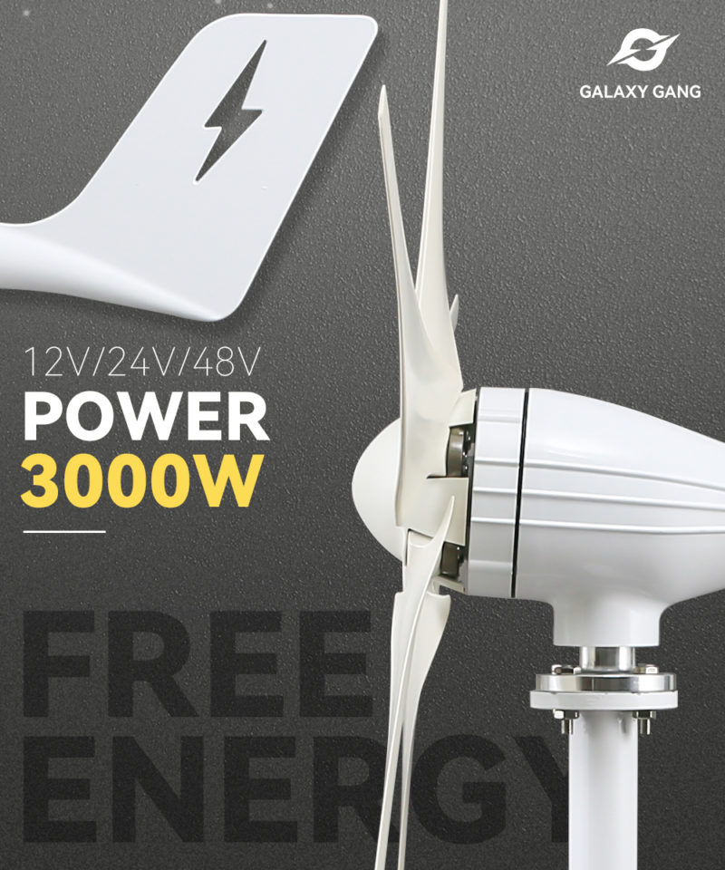 Energie éolienne à vent, 3000W, 6 pales, avec contrôleur MPPT/Hybride, pour usage domestique – Image 2