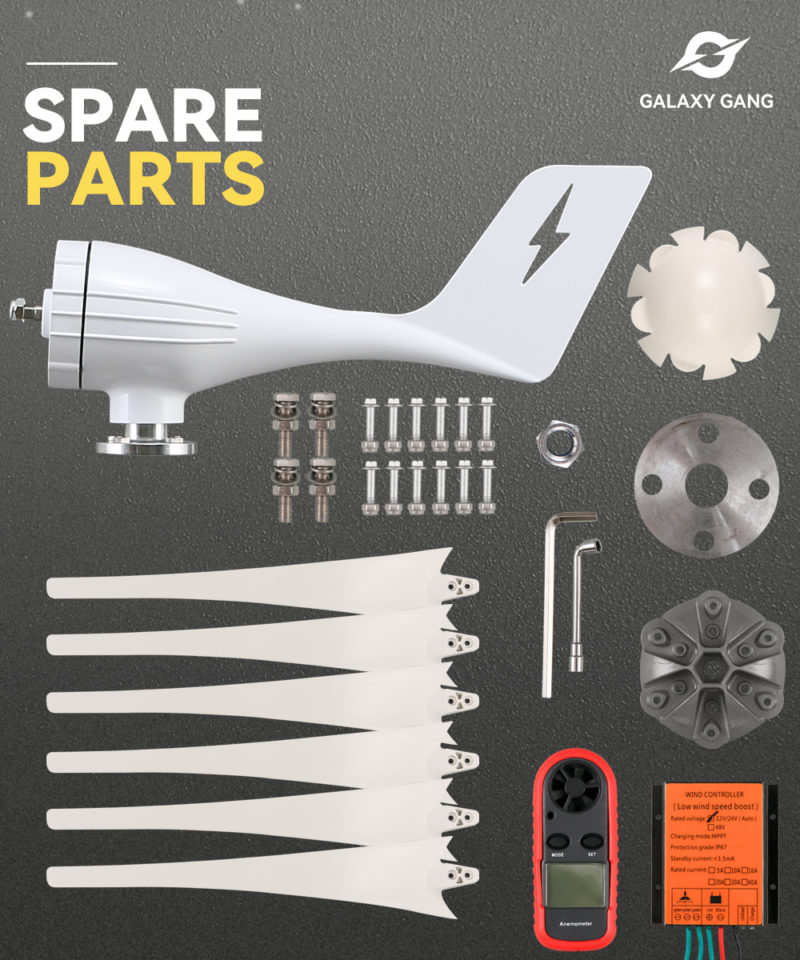 Energie éolienne à vent, 3000W, 6 pales, avec contrôleur MPPT/Hybride, pour usage domestique – Image 4