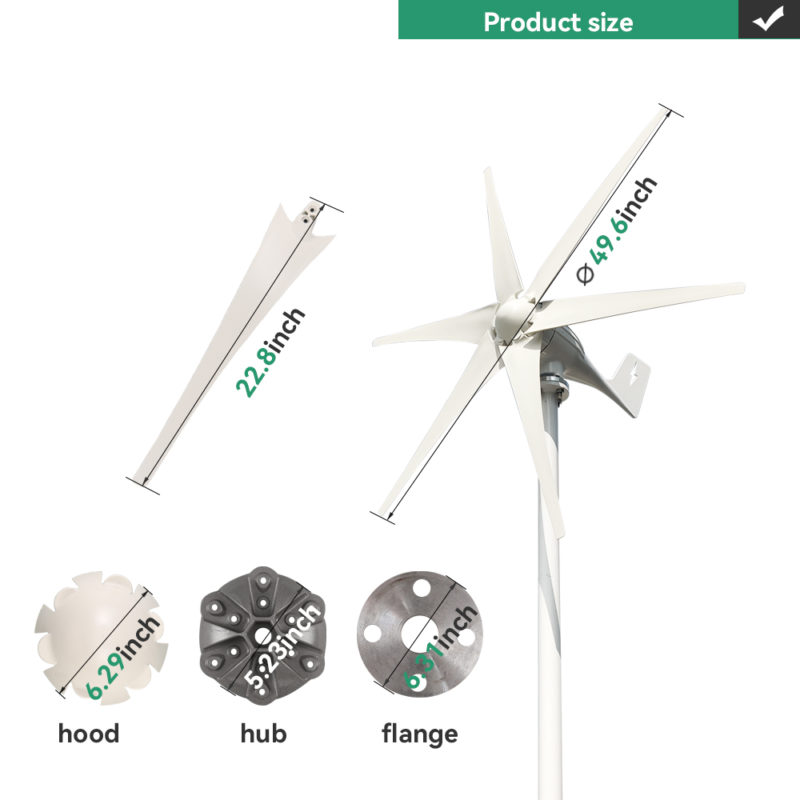 Energie éolienne à vent, 3000W, 6 pales, avec contrôleur MPPT/Hybride, pour usage domestique – Image 11