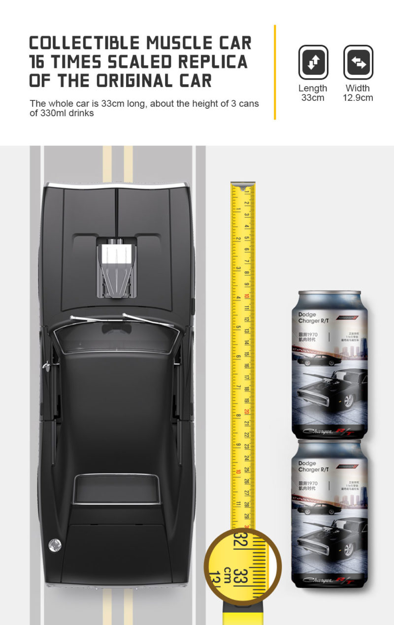 Voiture RC 2.4G, Dodge Charger R/T 1970, rechargeable, 1/16, 8.2km/h, Collection – Image 6