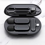Lot de 2 microphones Lavalier sans fil, avec boîte de chargement portable, Plug-and-Play, iOS et Android