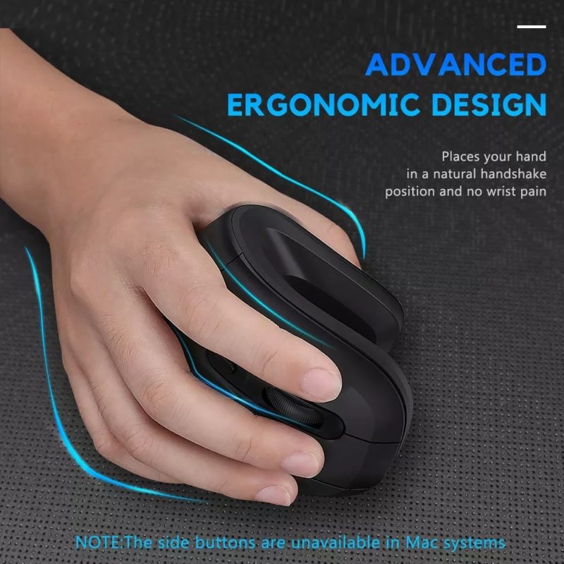 Souris optique ergonomique verticale sans fil 2.4G, 1600 DPI – Image 2
