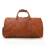 Sac de voyage en cuir, rétro, à bandoulière en cuir, fourre-tout de voyage, polochon – Image 3