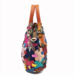 Sac à bandoulière en cuir, à main, décontractée, patchwork, multicolore – Image 5
